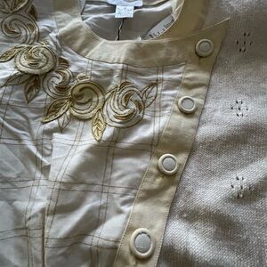 Elegant Cream Blouse with Gold Embroidery
